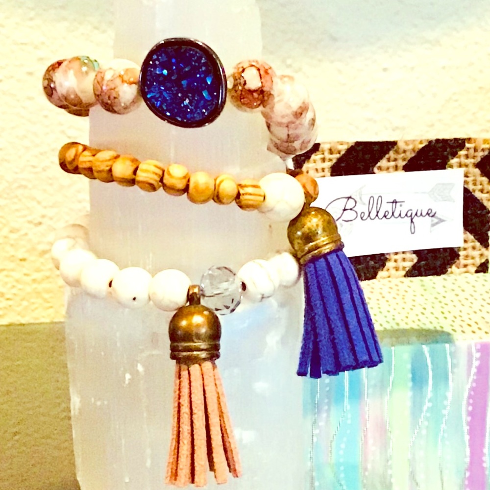 Druzy Agate Belletique Bracelets Set of 3- size estimate: XS